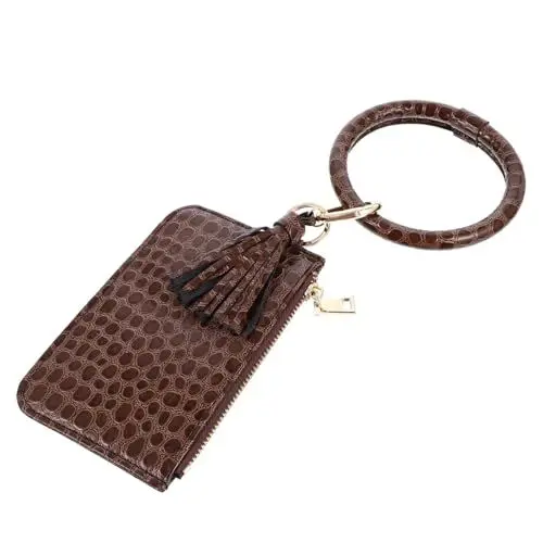 Produktbild: 1stk Schlüsselanhänger Am Handgelenk Karten Tasche Handgelenkdekoration Mehrzweck-schlüsselanhänger Schlüsselanhänger Für Autoschlüssel Schlüsselhalter Am Handgelenk Leder Coffee BESTYASH