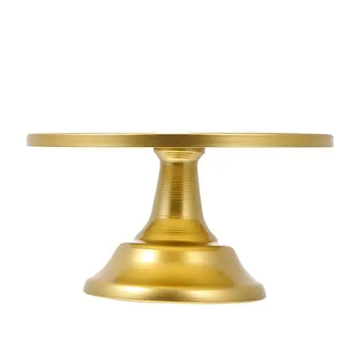 Produktbild: 1stk Schwarze Kuchenform Kuchenständer Drehbarer Kuchengitter Aus Eisen Kuchen-display-tablett Kuchenblech Aus Eisen Runde Tortenständer Golden Tortenplatte Mit Fuss Base Käse