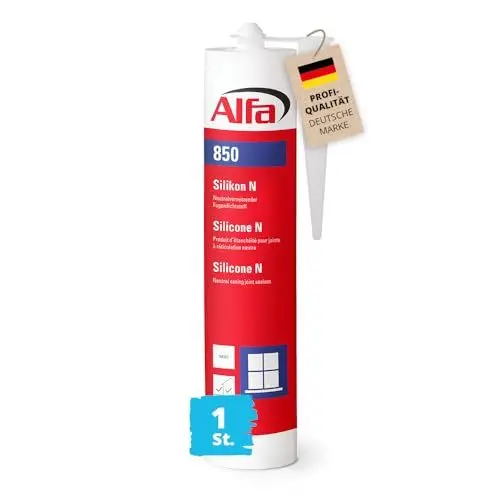 Produktbild: 1x Alfa Bau-Silikon 300 ml Weiß UV- & witterungsbeständig - Qualitäts-Dichtstoff - Fugendichtstoff - Sanitär