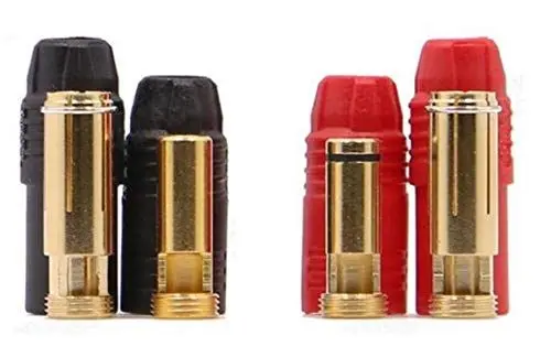 Produktbild: 1x Set (8 Stück) Rot Schwarz Hochstrom AS150 Premium Antiblitz 7mm Steckverbinder Goldstecker Verpolungsicher Stecker Buchse Male Female Rot Schwarz 150A Lipo Akku RC Löten