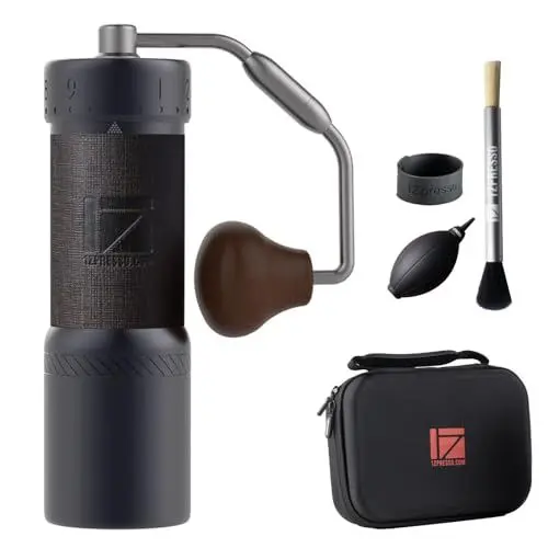 Produktbild: 1Zpresso J-Ultra Manuelle Kaffeemühle Eisen Grau, Konisches Mahlwerk, Klappgriff, Magnetischer Auffangbehälter 40g, Numerisch Einstellbare Feinheit, Schnellere Mahlgeschwindigkeit ideal für Espresso