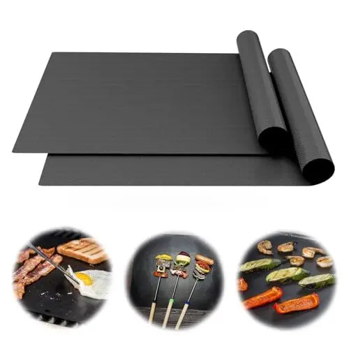 Produktbild: 2 Dauerbackfolie Für Backofen, BBQ Grillmatte Für Gasgrill, Backpapier Wiederverwendbar, Dauerbackmatte, Backofenmatte Für Holzkohlegrill, Elektronischen Grill, Backofen(40x30 Cm)