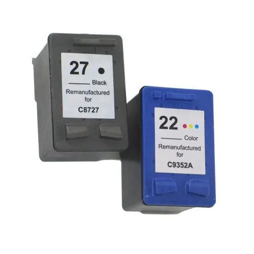 Produktbild: 2 Druckerpatronen Tinte für HP OfficeJet 5600 5605 4300 5610 ersetzen HP27 und HP22 C8727AE C9352AE