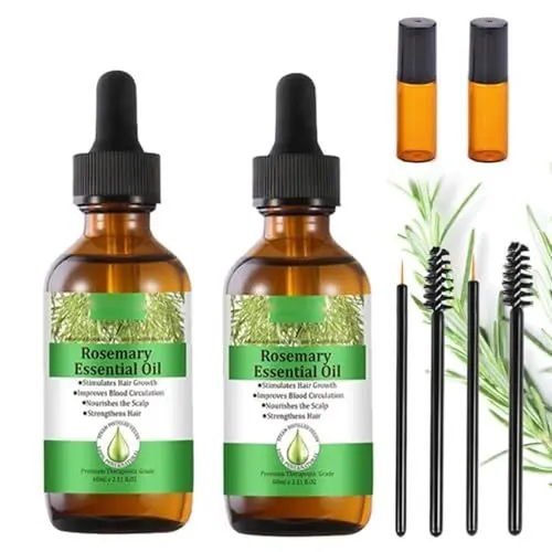 Produktbild: 2 Flaschen Rosmarinöl Haare,Haare und Kopfhaut Ätherisches Rosmarinöl für Haarwachstum und Hautpflege, Naturreines Rosmarin Öl Stimuliert das Haar Dickeres Volleres,Rosmarinöl für Haare und Kopfhaut
