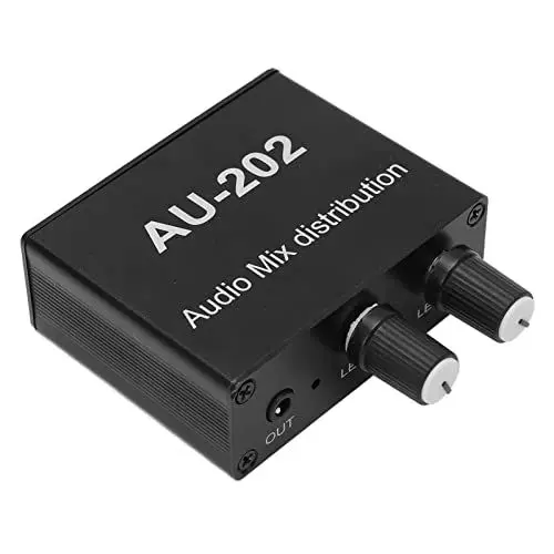Produktbild: 2 In 2 Out Audio Splitter Stereo Mixer Audio Splitter für Kopfhörer Externer Leistungsverstärker Unabhängige Lautstärkeregelung