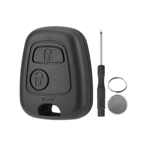 Produktbild: 2 Knöpfe Schlüssel Gehäuse für Peugeot 106 206 207 306 307 806 Citroen Berlingo Schlüsselgehäuse HU307 Klingenfassung Mit Schraubendreher und Schlüsselring CR2016 Batterie
