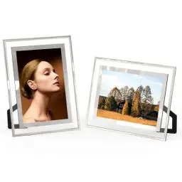Produktbild: 2 PCS Bilderrahmen aus Glas 10x15, Bilderrahmen 10x15 Silber, Fotorahmen Modern Landschaft Portrait Bilderrahmen Schreibtisch Ornament Geburtstag Weihnachten Geschenk, Horizontal Oder Vertikal