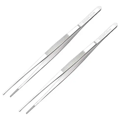 Produktbild: 2 PCS Kochpinzette Edelstahl 25cm Küchenzange, Grillpinzette Küchenpinzette Kochpinzette Grill-Pinzette Edelstahl Gerade