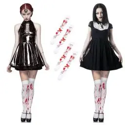 Produktbild: 2 Paar Blutgebeizte Damenstrümpfe Blutstrumpfhosen,Blutige Socken Halloween-Strumpfhosen Frauen Blutige Strümpfe für Halloween-Kostüm-Zubehör- Blutige Strumpfhose Strümpfe Socken Halloween Strümpfe