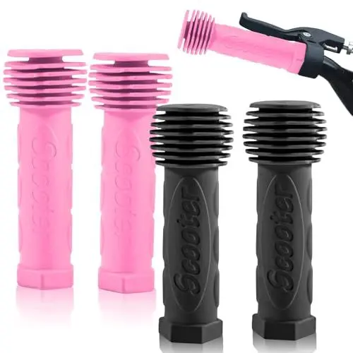 Produktbild: 2 Paar Fahrradgriffe Kinder, rutschfeste Gummi Scooter Griffe Kinderfahrrad Griffe Fahrrad Griff 22mm Lenkergriffe für Roller Dreirad Kinder Laufrad Kinderfahrrad (Schwarz, Rosa)