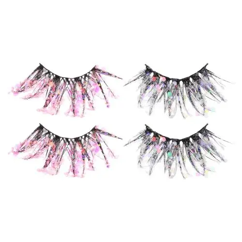 Produktbild: 2 Paar Gefälschte Wimpern Lashes Girls Glitzer Wimpern 3D- Effekt Faux Fluoreszenz Faux Mädchen Erweiterungen für Festival Cosplay