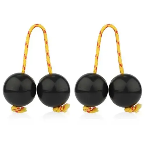 Produktbild: 2 Paar Kashaka Aslatua Shaker, Aslatua Instrument Rhythmic Ball Handpercussion Afrikanische Traditionelle Musikinstrumente für Kinder Erwachsene Hochzeit Partys Musik Unterricht