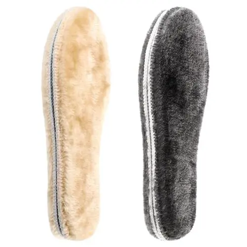 Produktbild: 2 Paar Lammwolle Einlegesohlen Damen Winter Warme Schaffell Schuheinlagen Dick Weiche Lammfellsohlen für Schneestiefel,Arbeitsschuhe,Hausschuhe,Beige Grau EU 39
