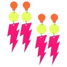 Produktbild: 2 Paar Neon Ohrringe Damen Acryl Ohrringe 80er 90er Jahre Neon Quastenohrringe Halloween Vintage Ohrringe Ohrstecker Mädchen Ohrringe für Halloween Mottoparty Maskerade Kostümparty (Gelb)