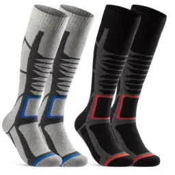 Produktbild: 2 Paar Skisocken Herren & Damen Ski Kniestrümpfe 34175 WP (Schwarz Grau 39-42)