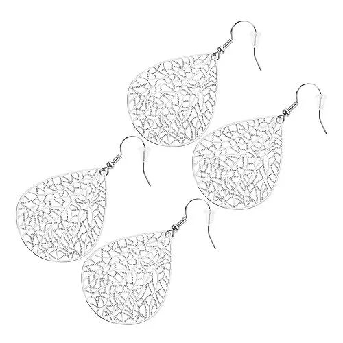 Produktbild: 2 Paar Weibliche Tropfenohrringe Damen Ohrringe Tropfenohrringe Baumeln Baumelnde Ohrringe Für Frauen Tropfenohrringe Für Mädchen Ohrringdekorationen Kleine Ohrhänger Kupfer Silver TENDYCOCO