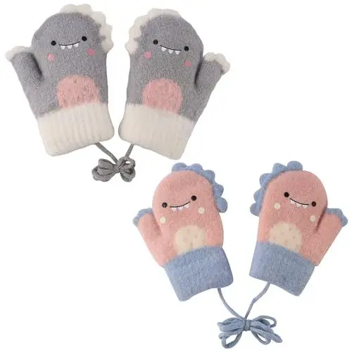 Produktbild: EclipseGuard 2 Paare Baby Winter Handschuhe, Fäustlinge für Baby Cartoon Fausthandschuhe Kleinkind Halshandschuhe, Warme Strickhandschuhe für Baby Mädchen Jungen 0-2 Jahre