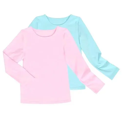 Produktbild: 2 Pack Mädchen Top- T-Shirt Base Schicht Rundhalsausschnitt Beiläufig Sanft Gr. 110,Pink Blau,110