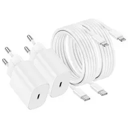 Produktbild: 2 Pack iPhone Schnellladegerät,Apple Netzteil Ladegerät 20W mit USB C Light-ning Kabel 2M Original, Type C Ladeadapter, Power Adapter Stecker und Ladekabel für iPhone 14Pro Max/13/12/11/XS/XR/8 iPad