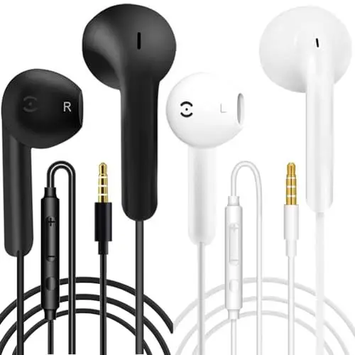 Produktbild: 2 Pack kopfhörer mit Kabel in Ear kopfhörer Kabel Ohrhörer mit Mikrofon und Lautstärkeregler Headset mit 3.5mm Kopfhörern für Phone Samsung Huawei Android Smartphone Laptop MP3 Players