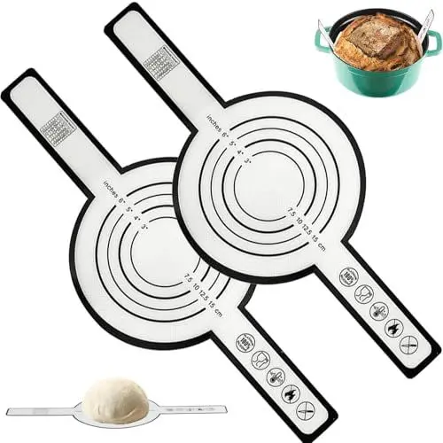 Produktbild: 2 Pcs Silikon Backmatte,Backmatte Brot, Silikon Backmatte Für Dutch Oven,Wiederverwendbare Teigtropfen Backmatte Ofenzubehör,Für Brottopf, Teigmatte Mit Teigschaber&Backpinsel.