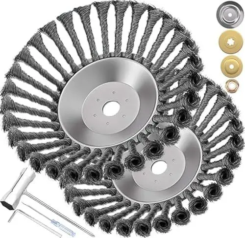 Produktbild: 2 Pcs Unkrautbürste Freischneider, Wildkrautbürste für Motorsense, Wildkraut Fugenbürste, 25,4mm Unkrauttrimmer Rundbürste Drahtbürste, Rasentrimmer Zubehör zur Effektiven Entfernen Unkraut und Moos