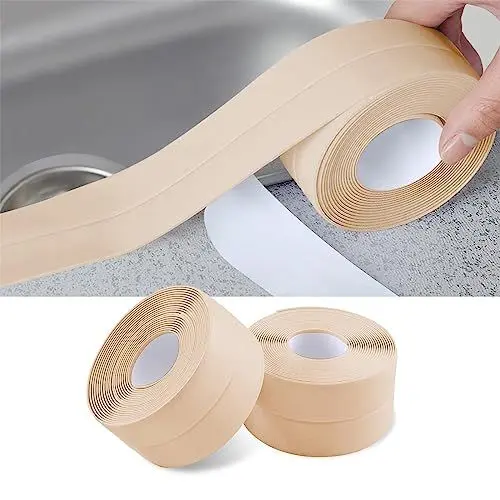 Produktbild: 2 Rollen Dichtband Selbstklebend, Waterdichte en Dreckig Tape, Wannendichtband, für Fenster Tür WC Küche Bad, Lücke, Fliese,Waschbecken (Creme farben)