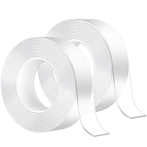 Produktbild: 2 Rollen Doppelseitiges Klebeband Extra Stark, 20M Multifunktionales Wiederverwendbares, Spurloses Waschbares Transparent Nano Klebeband, Für Teppich, Küche, Party, Foto-Poster Doppelklebeband.