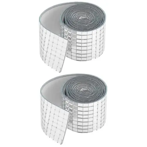 Produktbild: 2 Rollen Mosaik Wandaufkleber Spiegelfliesen Selbstklebend Mosaikfliesen-patch Disco-kugel-spiegelfliesen Mosaikrandfliesen Selbstklebende Spiegelaufkleber Glasfaser Silver Cabilock