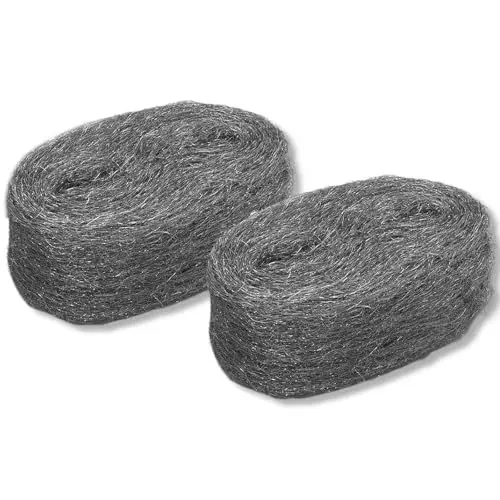 Produktbild: 2 Rollen aus Stahl-Wolle, ultrafeine Stahlwolle, metallpolierte, Zum Feinpolieren und Reinigen von Oberflächen, effektive nagetiersichere Stahlwolle für Haus, Garage und Garten