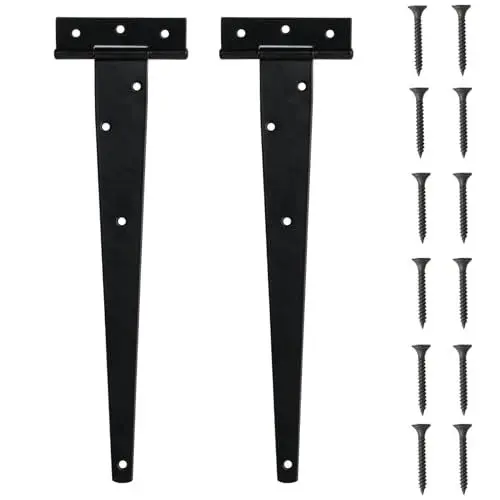 Produktbild: 2 STK T-scharniere Schwerlast Scharniere, T Scharniere Schwarz Außen, 300mm Türscharniere Klappbar Kreuzgehänge, T-förmige Scharniere Metall Schwarz für Holztür Gartentor Fenster, mit Schraube