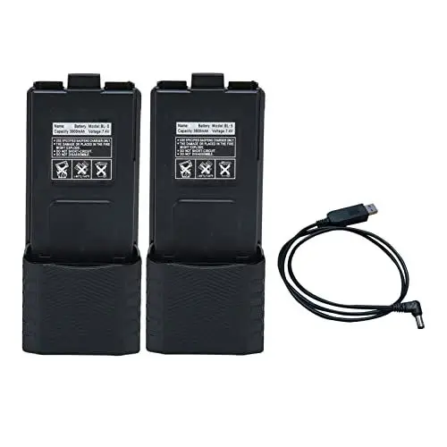 Produktbild: Walkie Talkie Akku, 3800 MAh, 2 Stück, Li Ionen Akku, Ersatz für BAOFENG BF UV5R 5RA 5RB 5RC 5RD 5RO 5RE UV 5X3 UV 5RTP UV 5R Plus