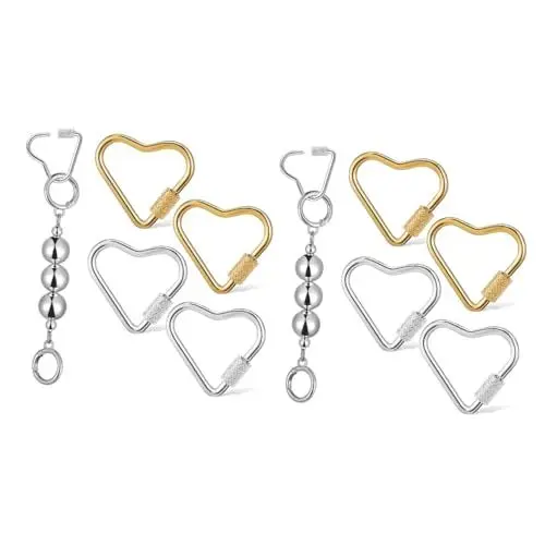 Produktbild: Lurrose 8stücke Herz Karabiner Clips Aus Edelstahl Süße Schlüsselanhänger Für Schmuck Taschen Und Schlüsselbunde Starke Sichere Verbindung Für Vielseitige Verwendung