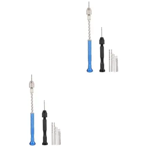 Produktbild: WOONEKY 2 Sets Einstellbare Schraubstock Hand Bohrer Präzision Schmuck Bohrer Set Bits
