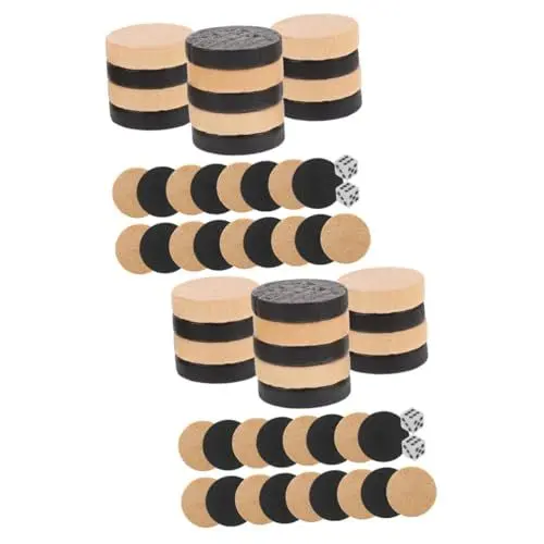 Produktbild: 2 Sätze Schachfiguren Spielchips Spielen Dame Brettspiel Backgammon-Spielsteine Backgammon-Zubehör Baggamon-Brett Chess Pieces Backgammon Zubehör Holz Dame Backgammon-Spielzubehör BESTonZON