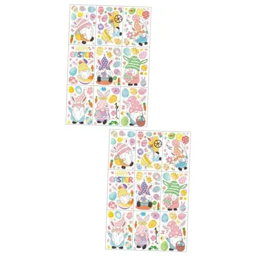 Produktbild: 2 Sätze Wandtattoo Ostern osterfensterbild fensterdeko ostern Fensterbild Ostereier aufkleber Festfenster haftet Osterdekoration Karikatur schmücken Glasfenster Applikationen PVC