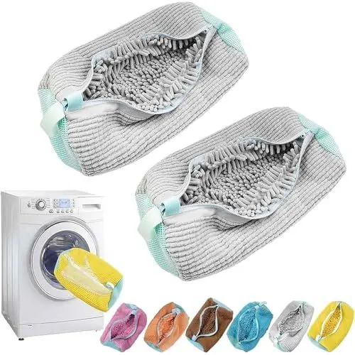 Produktbild: 2 Schuhwaschbeutel Waschmaschine Schuhbeutel Wäschesack Waschbeutel Schuhe Sneaker Multi Schutz Wäschenetz Selbstreinigende Schuhe Dicker Wäschesack Erhöhte Reibung(Gray)