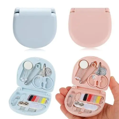 Produktbild: 2 Set Nähset Grundausstattung Klein, Mini Reisenähset mit Nähzubehör set, Praktisches Nähzeug enthält Nähgarn, Nadeln, Schere, Knöpfe, für Reisen, Wohnheime und den Hausgebrauch