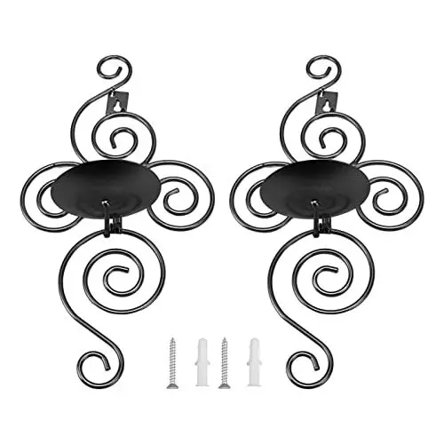 Produktbild: 2 Sets Wandkerzenhalter, Faltbare hängende Wandkerzenhalter, dekorative Wandkerzenhalter im europäischen Stil für Schlafzimmer, Esszimmer, Wohnzimmer, Badezimmer (Black)