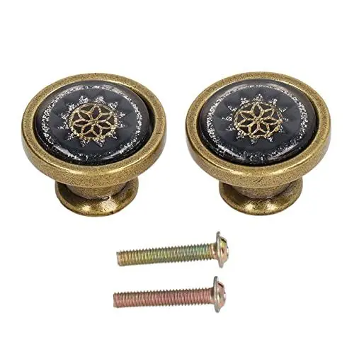 Produktbild: 2 Sets antike Möbelbeschläge, Griffe, Knöpfe, Zinklegierung, rund, Schranktürgriffe für Heimwerker (Copper Black)