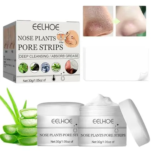 Produktbild: 2 Stk Blackhead Remover Maske,Mitesserentferner Maske,Blackhead Clear-Up Strips,Nose Plant Pore Strips,Abreißbare Mitesserstreifen, Tiefenreinigende Schönheit Gesichtspflege Mit 120BlattPapierstreifen