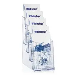 Produktbild: 2 Stk. DIN lang DL Tischprospektständer mit vier Etagen, trifold- Flyerständer, transparenter Flyerhalter und Prospekthalter, Tisch-Prospektständer für Flyer, Prospekte, optionale Wandmontage