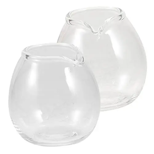 Produktbild: 2 Stk Mini-Milchbecher aus Glas Schüsseln Sirup Krug glaskaffeetasse Transparenter Milchkrug wasserflasche wasserkanister Mini-Milchkännchen aus Glas mit Ausguss Mini-Glaskanne PHENOFICE