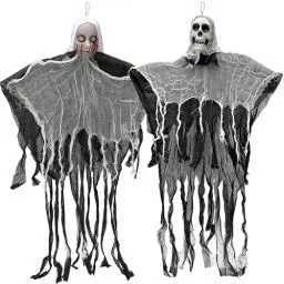Produktbild: 2 StüCk Halloween Skelett Deko Geisterdekoration 85 Cm HäNgend Halloween Horror Deko Geister FüR Halloween Indoor Und Outdoor Dekoration Geeignet FüR Die Dekoration Von Fenstern, WäNden Und Terrassen