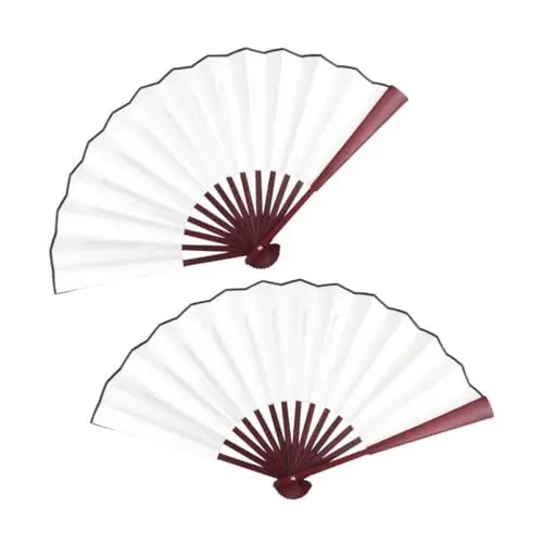 Produktbild: 2 Stück 10 Fandeliers Handfächer Aus Seidenstoff Tai-chi-handventilator Faltfächer Chinesische Papierfans Zimtstangen Festival Faltbarer Handfächer Lüfter Bambus Japan Leeres Tuch