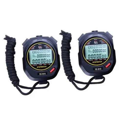 Produktbild: YARNOW 2 Stücke 10 Digital Timer Stoppuhr 3 Zeile Display Läuft Countdown LCD Chronograph Schwarz