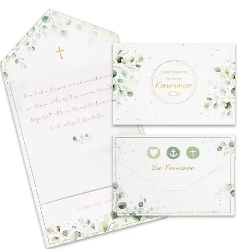 Produktbild: GEBETTER 2 Stück 11x16cm Kommunion Geldgeschenk Verpackung Geld Karte Umschlag Grußkarte Kommunionkarte Geldkarte Geschenkkarte Gutscheinkarte für Geld Gutschein