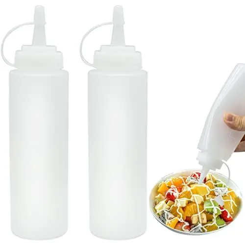 Produktbild: 2 Stück 230 ml (8 oz) Squeeze Flasche, Plastik Quetschflasche Mit Kappen, Squeeze Condiment Flaschen für Ketchup, Pigment Quetschflasche