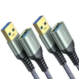 Produktbild: 2 Stück 2M+2M USB Verlängerung Kabel AINOPE USB 3.0 Verlängerungskabel A Stecker auf A Buchse mit eleganten Alluminiumsteckern, Nylon Stoffmantel für Kartenlesegerät,Tastatur, Drucker, Scanner, Kamera