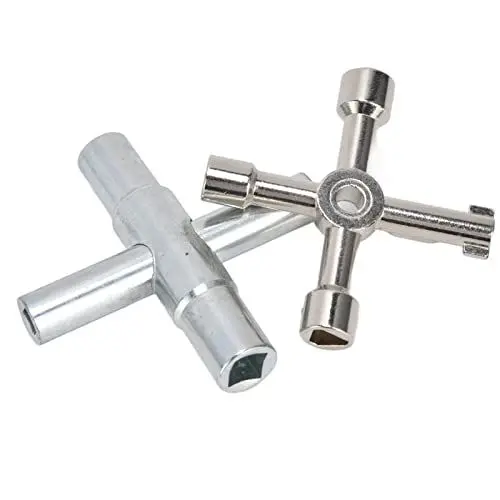Produktbild: 2 Stück 4-Wege Sillcock Key, Eisenwaren Sonstige Eisenwaren und Zubehör für das Haus Plated Steel Water Keys mit 4-Wege Tragbaren Multifunktions-Utilities-Schlüssel,Andere Heimhardware und Zubehör